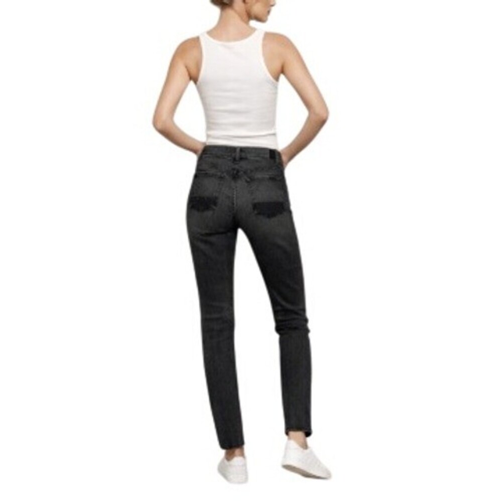 7 For All Mankind Women's Black Sequined Pocket Roxanne Skinny Jeans Size 28 - Picture 2 of 11